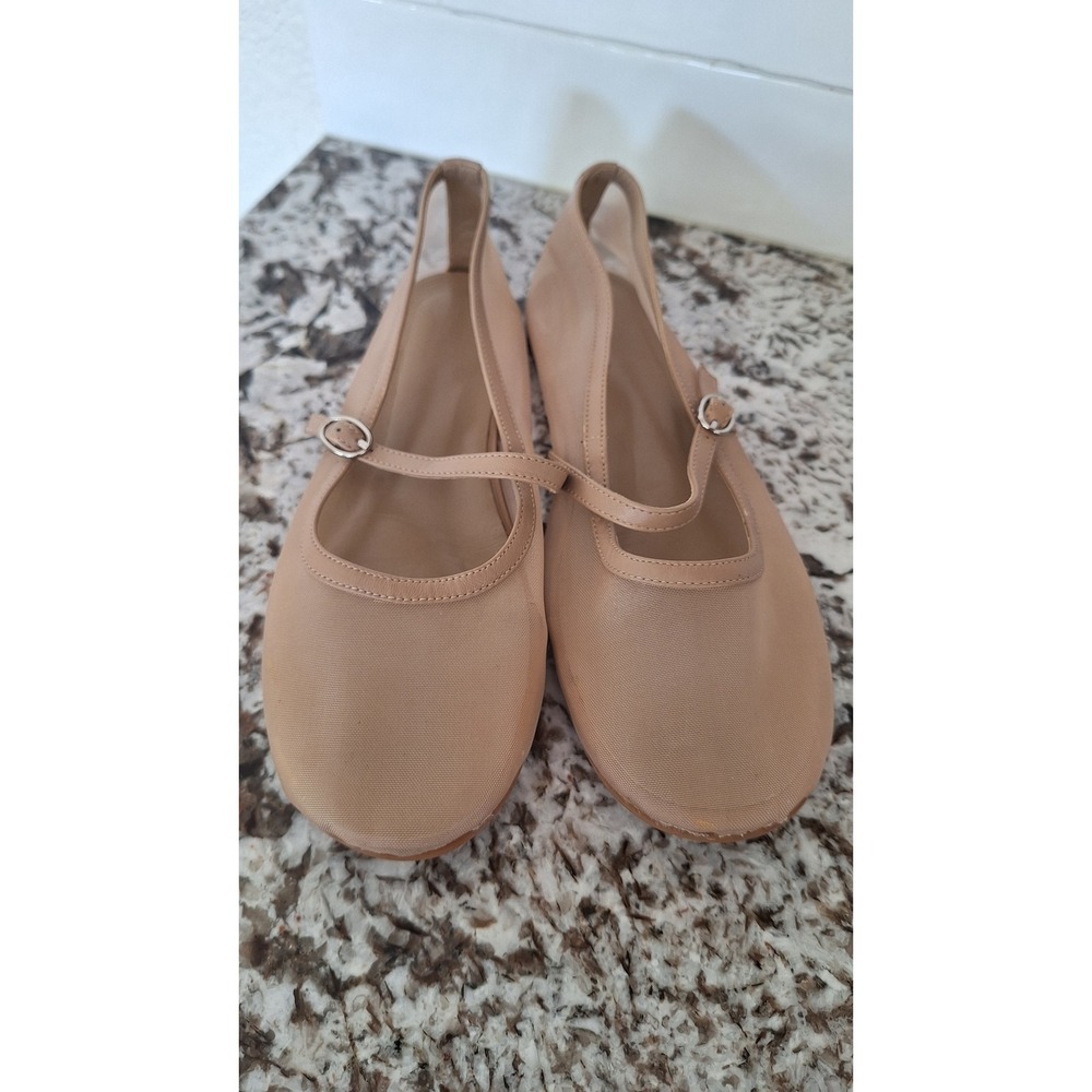 Tony Bianco Australia Beige Sheer Mesh Mary Jane Ballet Flats Size 8.5